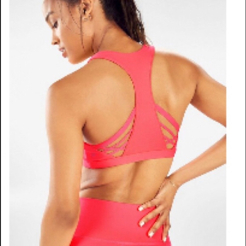 Selling 2 Fabletics strapped sports bras - $20 each - dark green and hot pink